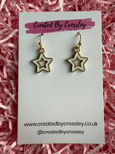 Load image into Gallery viewer, White Outline Star Charm Earrings
