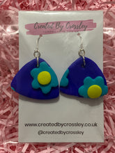 Load image into Gallery viewer, Blue Flower Clay Earrings
