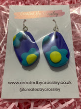 Load image into Gallery viewer, Blue Flower Clay Earrings
