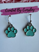 Load image into Gallery viewer, Light Blue Paw Print Charm Earrings
