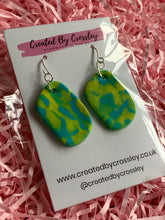 Load image into Gallery viewer, Blue Yellow Clay Earrings and Necklace
