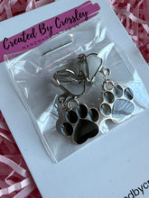 Load image into Gallery viewer, Black Paw Print Clip On Earrings
