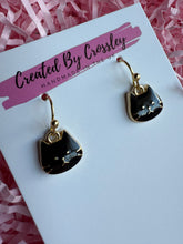 Load image into Gallery viewer, Black Cat Charm Earrings
