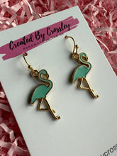 Load image into Gallery viewer, Blue Flamingo Charm Earrings
