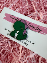 Load image into Gallery viewer, Green Dinosaur Pin Badge
