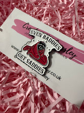 Load image into Gallery viewer, “Even baddies get saddies” Raccoon Pin Badge
