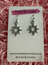 Load image into Gallery viewer, Silver Gem Star Outline Charm Earrings
