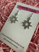 Load image into Gallery viewer, Silver Gem Star Outline Charm Earrings
