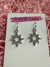 Load image into Gallery viewer, Silver Gem Star Outline Charm Earrings
