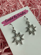 Load image into Gallery viewer, Silver Gem Star Outline Charm Earrings
