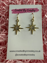 Load image into Gallery viewer, Gold Gem Star Charm Earrings
