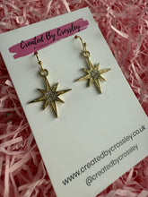 Load image into Gallery viewer, Gold Gem Star Charm Earrings
