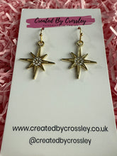 Load image into Gallery viewer, Gold Gem Star Charm Earrings
