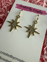 Load image into Gallery viewer, Gold Gem Star Charm Earrings
