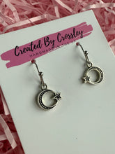 Load image into Gallery viewer, Mini Moon Star Charm Earrings
