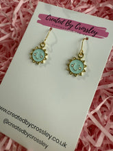 Load image into Gallery viewer, Mini Blue Sun Charm Earrings
