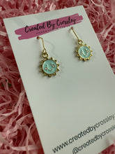 Load image into Gallery viewer, Mini Blue Sun Charm Earrings
