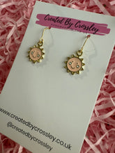Load image into Gallery viewer, Mini Pink Sun Charm Earrings
