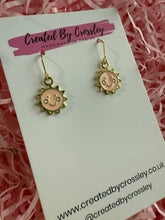 Load image into Gallery viewer, Mini Pink Sun Charm Earrings
