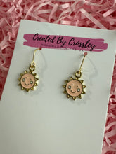 Load image into Gallery viewer, Mini Pink Sun Charm Earrings
