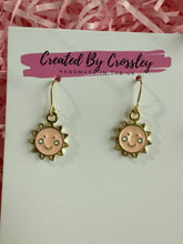 Load image into Gallery viewer, Mini Pink Sun Charm Earrings
