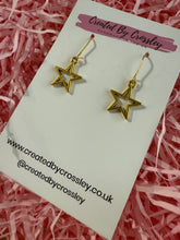Load image into Gallery viewer, Gold Star Outline Charm Earrings
