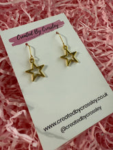 Load image into Gallery viewer, Gold Star Outline Charm Earrings
