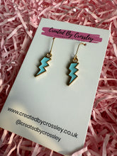 Load image into Gallery viewer, Blue Lightning Bolt Charm Earrings
