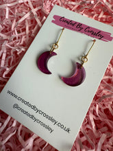 Load image into Gallery viewer, Purple Moon Charm Earrings
