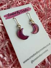 Load image into Gallery viewer, Purple Moon Charm Earrings
