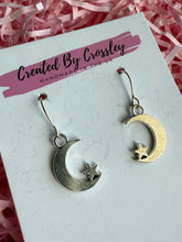 Load image into Gallery viewer, Moon Star Charm Earrings
