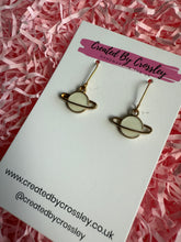 Load image into Gallery viewer, White Planet Charm Earrings
