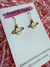 Load image into Gallery viewer, White Planet Charm Earrings
