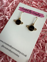 Load image into Gallery viewer, Black Planet Charm Earrings
