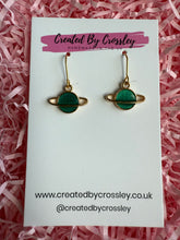 Load image into Gallery viewer, Green Planet Charm Earrings
