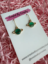Load image into Gallery viewer, Green Planet Charm Earrings
