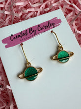 Load image into Gallery viewer, Green Planet Charm Earrings
