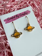 Load image into Gallery viewer, Yellow Planet Charm Earrings
