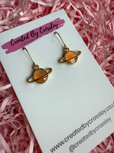 Load image into Gallery viewer, Peach Planet Charm Earrings
