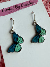 Load image into Gallery viewer, Blue Butterfly Charm Earrings
