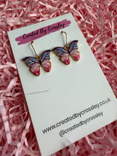 Load image into Gallery viewer, Pink Butterfly Charm Earrings
