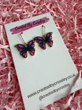 Load image into Gallery viewer, Purple/Pink Butterfly Charm Earrings
