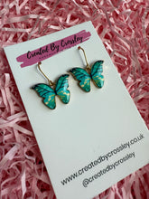 Load image into Gallery viewer, Blue Butterfly Charm Earrings
