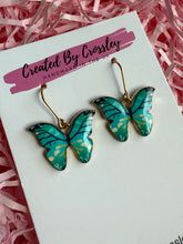Load image into Gallery viewer, Blue Butterfly Charm Earrings
