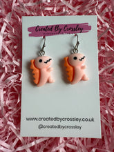 Load image into Gallery viewer, Light Pink Dinosaur Charm Earrings
