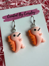 Load image into Gallery viewer, Light Pink Dinosaur Charm Earrings
