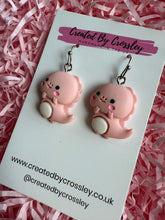 Load image into Gallery viewer, Pink Dinosaur Charm Earrings
