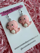 Load image into Gallery viewer, Pink Dinosaur Charm Earrings

