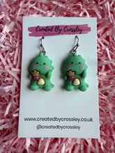 Load image into Gallery viewer, Bubble Tea Dinosaur Charm Earrings
