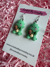 Load image into Gallery viewer, Bubble Tea Dinosaur Charm Earrings
